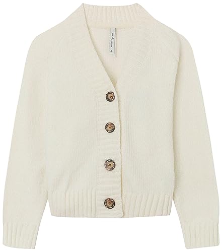 Pepe Jeans Mädchen Renae Cardigan Sweater, White (Mousse), 14 Years von Pepe Jeans