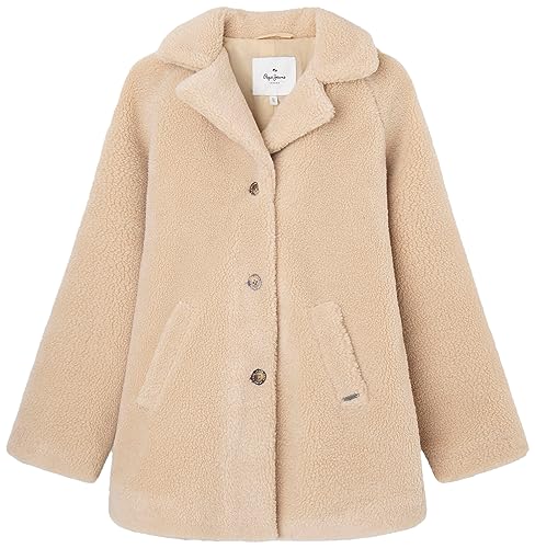 Pepe Jeans Mädchen Solange Faux Fur Coat, Beige (Natural), 16 Years von Pepe Jeans