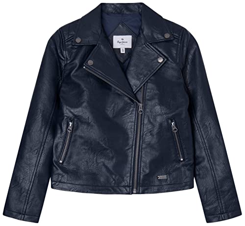 Pepe Jeans Mädchen Sophie Faux Leather Jacket, Blue (Dulwich), 10 Years von Pepe Jeans