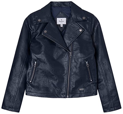 Pepe Jeans Mädchen Sophie Faux Leather Jacket, Blue (Dulwich), 14 Years von Pepe Jeans