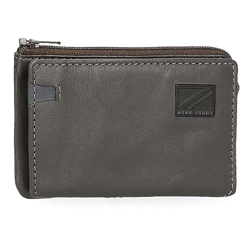 Pepe Jeans Marshal Geldbörse mit Kartenfach, Grau, 11 x 7 x 1,5 cm, Leder, grau, Talla única, Geldbörse mit Kartenhalter von Pepe Jeans