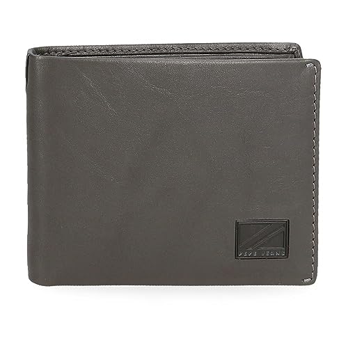 Pepe Jeans Marshal Geldbörse mit Kartenfach, Grau, 11 x 8,5 x 1 cm Leder, grau, Talla única, Brieftasche mit Kartenhalter von Pepe Jeans