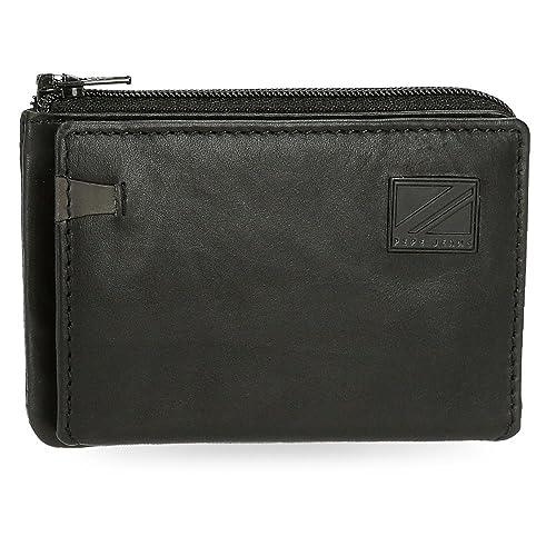 Pepe Jeans Marshal Geldbörse mit Kartenfach, Schwarz, 11 x 7 x 1,5 cm, Leder, Schwarz, Talla única, Geldbörse mit Kartenhalter von Pepe Jeans