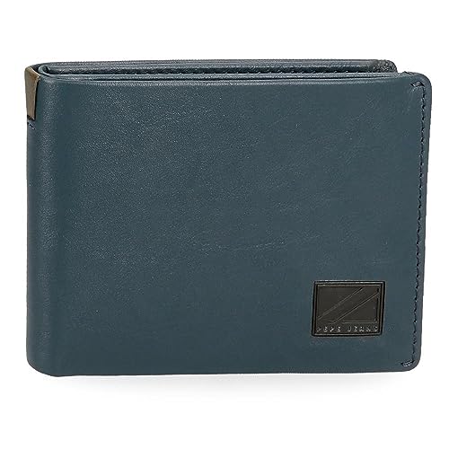 Pepe Jeans Marshal Horizontale Geldbörse mit Geldbörse, Blau, 11 x 8 x 1 cm, Leder, blau, Talla única, Horizontale Geldbörse mit Geldbörse von Pepe Jeans