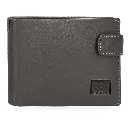 Pepe Jeans Marshal Horizontale Geldbörse mit Klickverschluss, Grau, 11 x 8,5 x 1 cm Leder, grau, Talla única, Horizontale Brieftasche mit Klickverschluss von Pepe Jeans