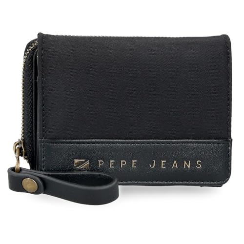 Pepe Jeans Morgan Geldbörse mit Geldbörse, schwarz, 10 x 8 x 3 cm, Polyester und PU von Joumma Bags, Schwarz, Talla única, Brieftasche mit Geldbörse von Pepe Jeans