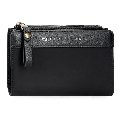 Pepe Jeans Morgan Geldbörse mit Kartenhalter, Schwarz, 17 x 10 x 2 cm, Polyester und PU von Joumma Bags, Schwarz, Talla única, Brieftasche mit Kartenhalter von Pepe Jeans