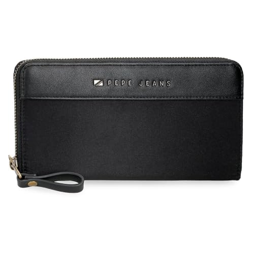 Pepe Jeans Morgan Geldbörse mit Kartenhalter, Schwarz, 19,5 x 10 x 2 cm, Polyester und PU von Joumma Bags, Schwarz, Talla única, Brieftasche mit Kartenfach von Pepe Jeans