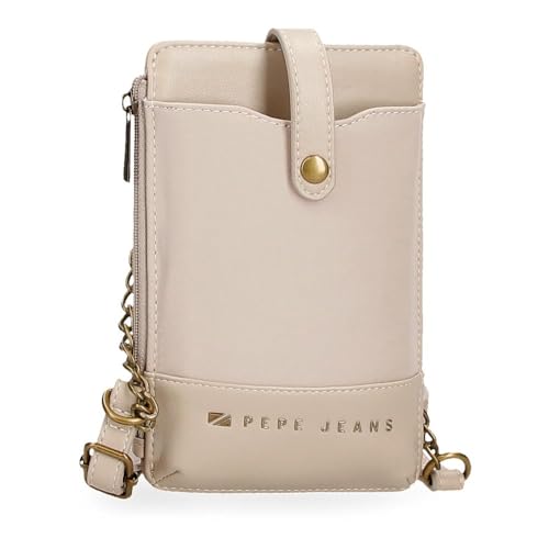 Pepe Jeans Morgan Umhängetasche für Handy, Beige, 9,5 x 16,5 cm, Polyester und PU von Joumma Bags, Beige, Talla única, Umhängetaschen Handyhalterung von Pepe Jeans