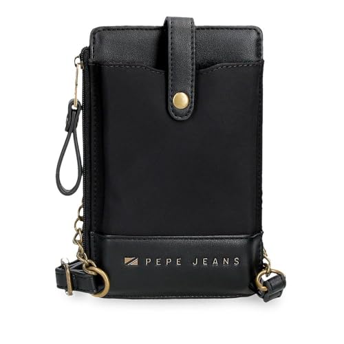 Pepe Jeans Morgan Umhängetasche für Handy, Schwarz, 9,5 x 16,5 cm, Polyester und PU von Joumma Bags, Schwarz, Talla única, Umhängetaschen Handyhalterung von Pepe Jeans