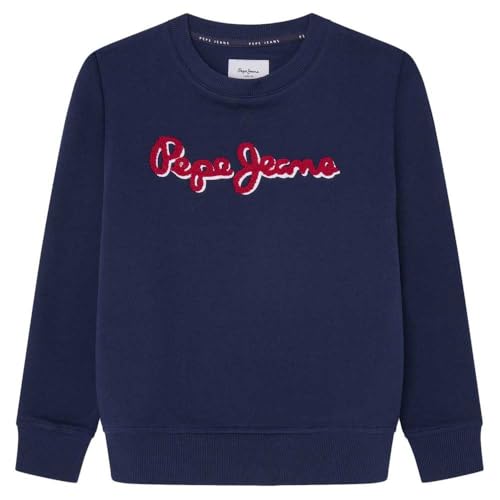 Pepe Jeans Jungen New Lamonty Crew Sweatshirt, Blue (Navy), 10 Jahre von Pepe Jeans