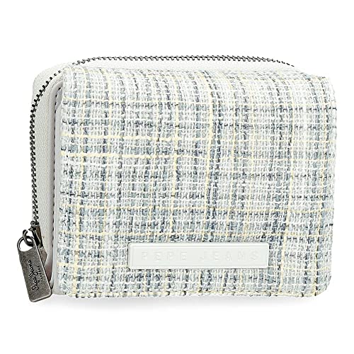 Pepe Jeans Oana Portemonnaie mit Geldbörse Weiß 10x8x3 cm Polyester mit Details aus Kunstleder von Pepe Jeans