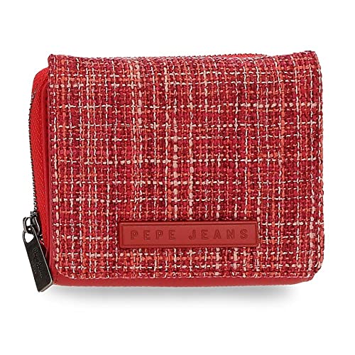 Pepe Jeans Oana Rote Brieftasche mit Geldbörse 10x8x3 cm Polyester mit Kunstlederdetails von Pepe Jeans