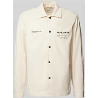 Pepe Jeans Regular Fit Jeansjacke mit Label-Stitching in Offwhite, Größe XXL Pepe Jeans Regular Fit Jeansjacke mit Label-Stitching in Offwhite, Größe XXL von Pepe Jeans