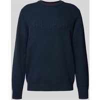 Pepe Jeans Regular Fit Strickpullover Viskose-Baumwoll-Mix Modell 'PHINEAS' in Marine, Größe XXL von Pepe Jeans