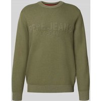 Pepe Jeans Regular Fit Strickpullover Viskose-Baumwoll-Mix Modell 'PHINEAS' in Oliv, Größe M von Pepe Jeans