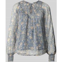 Pepe Jeans Relaxed Fit Chiffon-Bluse mit floralem Allover-Muster Modell 'LAUREL SHIRT' in Rauchblau, Größe M von Pepe Jeans
