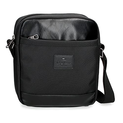 Pepe Jeans Sander Black Tablet Holder Umhängetasche 23x27x7 cm Polyester mit Kunstlederdetails von Pepe Jeans