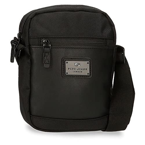 Pepe Jeans Soho Umhängetasche, mittelgroß, Schwarz, 17 x 22 x 6 cm, Polyester und PU, Mehrfarbig (Mehrfarbig), Talla única, Mittlere Umhängetasche von Pepe Jeans