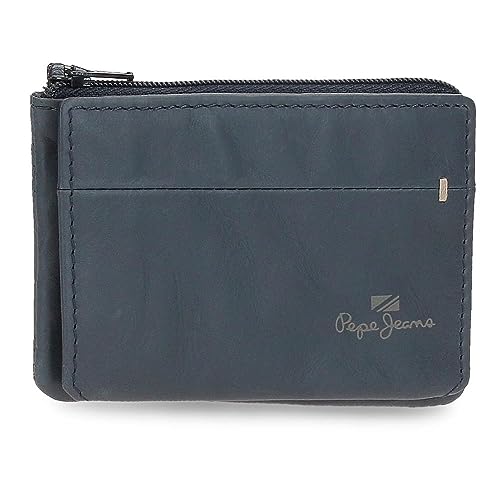 Pepe Jeans Staple Geldbörse mit Kartenfach, Blau, 11 x 7 x 1,5 cm, Leder, blau, Talla única, Geldbörse mit Kartenhalter von Pepe Jeans