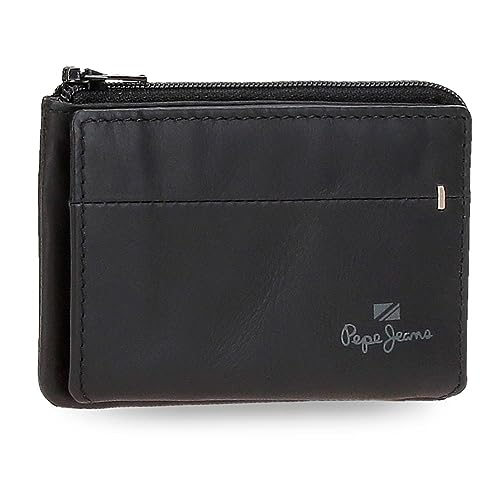 Pepe Jeans Staple Geldbörse mit Kartenfach, Schwarz, 11 x 7 x 1,5 cm, Leder, Schwarz, Talla única, Geldbörse mit Kartenhalter von Pepe Jeans