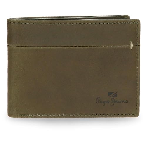 Pepe Jeans Staple Horizontale Geldbörse mit Geldbörse Grün 11 x 8 x 1 cm Leder by Joumma Bags, grün, Talla única, Horizontale Geldbörse mit Münzfach von Pepe Jeans