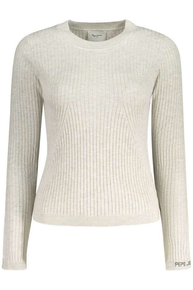 Pepe Jeans Strickpullover Graues Langarmshirt für Damen mit Kontrastdetails & Stickerei Pepe Jeans Strickpullover Graues Langarmshirt für Damen mit Kontrastdetails & Stickerei von Pepe Jeans