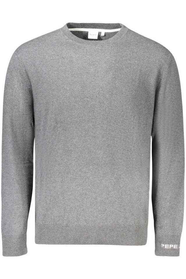 Pepe Jeans Strickpullover Herren Pullover Grau mit Rundhalsausschnitt und Stickerei-Details von Pepe Jeans