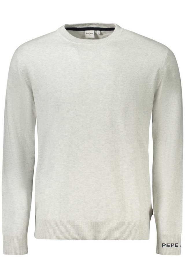 Pepe Jeans Strickpullover Grauer Herrenpullover mit Rundhals und Stickerei - Elegantes Langarmsh von Pepe Jeans