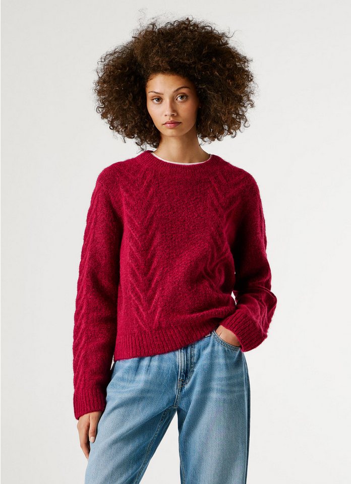 Pepe Jeans Strickpullover mit Zopfmuster und Woll-Anteil von Pepe Jeans