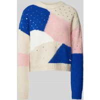 Pepe Jeans Strickpullover mit gerippten Abschlüssen Modell 'NORA' in Offwhite Melange, Größe S von Pepe Jeans