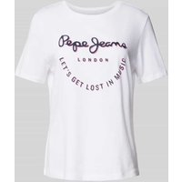 Pepe Jeans T-Shirt mit Label-Print Modell 'MERIDA' in Weiss, Größe M Pepe Jeans T-Shirt mit Label-Print Modell 'MERIDA' in Weiss, Größe M von Pepe Jeans