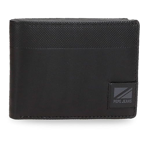 Pepe Jeans Topper, horizontale Geldbörse mit Geldbörse, Schwarz, 11 x 8 x 1 cm, Leder, Schwarz, Talla única, Horizontale Geldbörse mit Geldbörse von Pepe Jeans