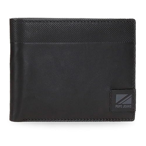 Pepe Jeans Topper Geldbörse mit Geldbörse Schwarz 12,5 x 9,5 x 1 cm Leder, Schwarz, Talla única, Brieftasche mit Geldbörse von Pepe Jeans