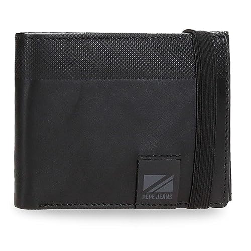 Pepe Jeans Topper Geldbörse mit Gummiband Schwarz 11,5 x 8,5 x 1 cm Leder, Schwarz, Talla única, Geldbörse mit Gummiband von Pepe Jeans