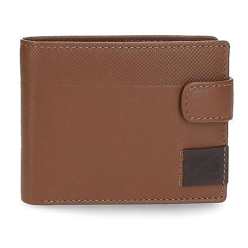 Pepe Jeans Topper Horizontale Geldbörse mit Klickverschluss, Braun, 11 x 8,5 x 1 cm Leder, braun, Talla única, Horizontale Brieftasche mit Klickverschluss von Pepe Jeans