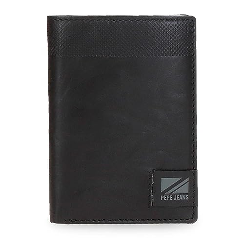 Pepe Jeans Topper Vertikale Geldbörse mit Geldbörse Schwarz 8,5 x 11,5 x 1 cm Leder, Schwarz, Talla única, Vertikale Geldbörse mit Geldbörse von Pepe Jeans