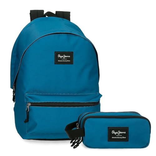Pepe Jeans Unisex Kids Aris Evergreen Luggage Messenger Bag, blau, Talla única, Rucksack + Federmäppchen von Pepe Jeans
