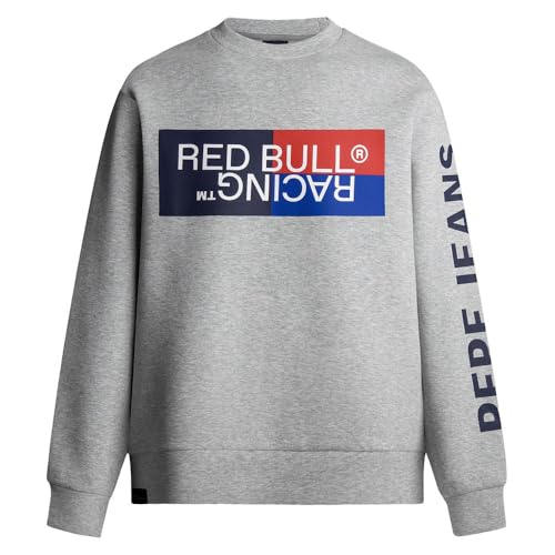 Red Bull Racing X Pepe Jeans Herren RBR Colour Block Graphic Crew Sweatshirt, Grey (Marl Grey), L von Pepe Jeans