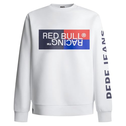 Red Bull Racing X Pepe Jeans Herren RBR Colour Block Graphic Crew Sweatshirt, White (White), XL von Red Bull Racing X Pepe Jeans