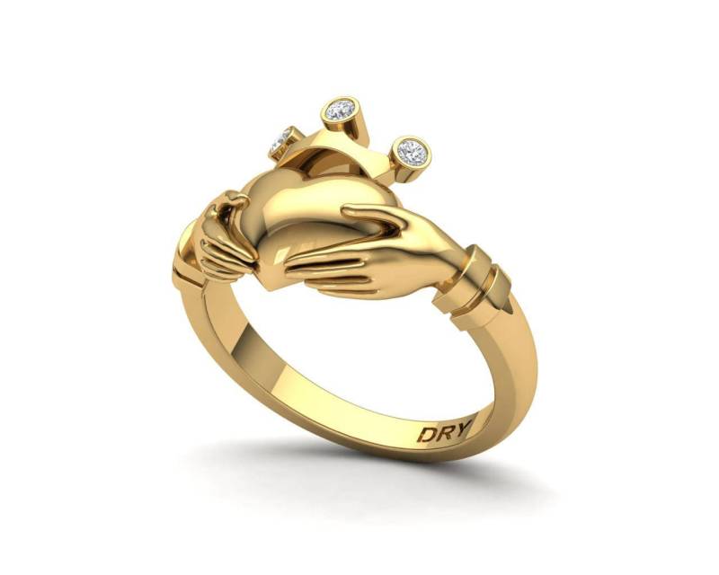 Claddagh-Ring Aus 14 - Oder 18-Karätigem Gelbgold. Ein Tolles Geschenk, Verlobungs-, Jubiläums - Ehering. Kostenloser Versand von PepeDry