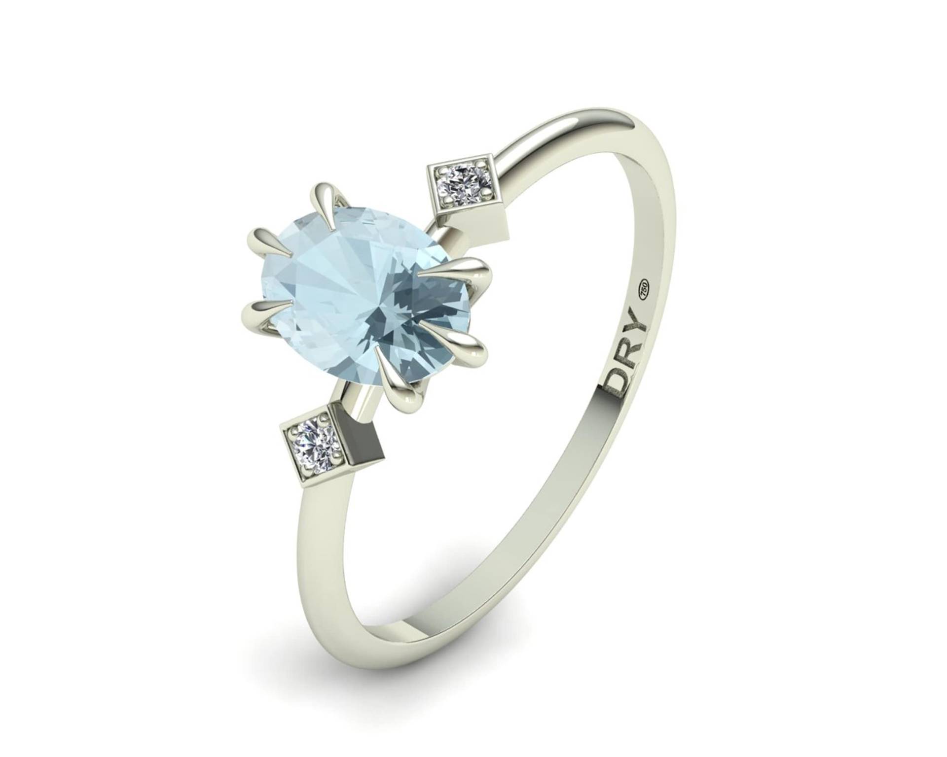 Ring Aus Weißgold Mit Aquamarin Und Diamanten. Ein Spektakuläres Ringdesign Für Frauen, Perfekt Ein Geschenk, Eine Verlobung Oder Jubiläum von PepeDry