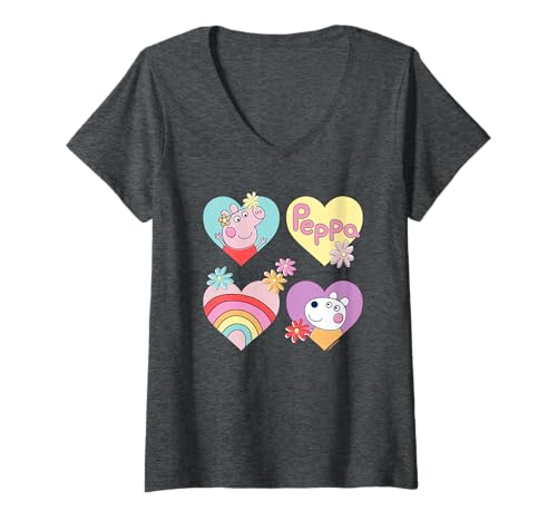 Damen Peppa Pig Suzy Sheep Hearts and Flowers T-Shirt mit V-Ausschnitt von Peppa Pig