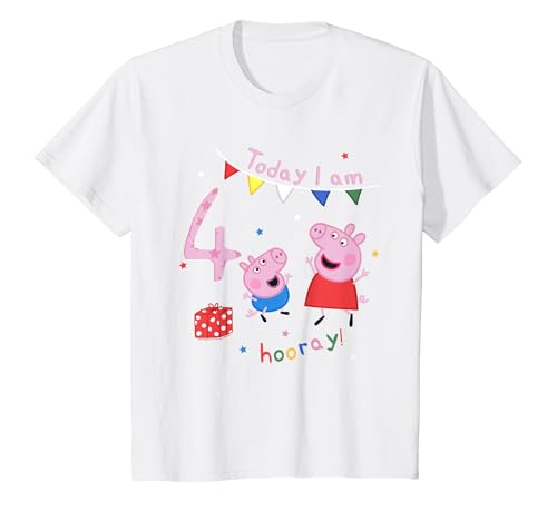 Kinder Peppa Wutz And George, Today I Am 4th Birthday T-Shirt von Peppa Pig