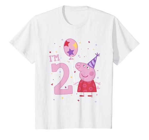 Kinder Peppa Wutz I'm 2 Birthday With Confetti T-Shirt von Peppa Pig