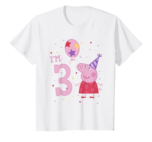 Kinder Peppa Wutz I'm 3 Birthday With Confetti T-Shirt von Peppa Pig