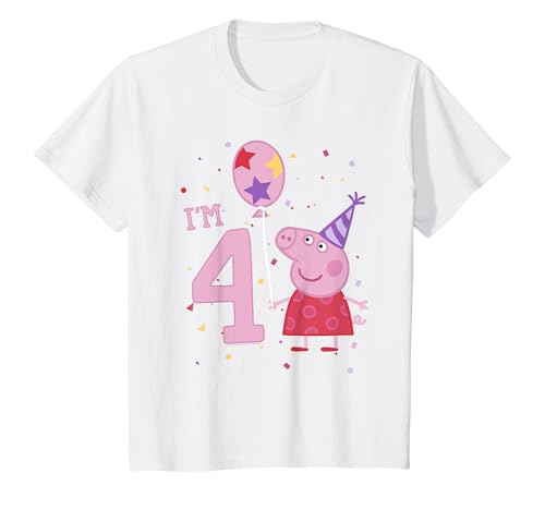 Kinder Peppa Wutz I'm 4 Birthday With Confetti T-Shirt von Peppa Pig