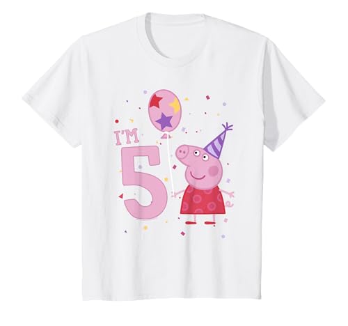 Kinder Peppa Wutz I'm 5 Birthday With Confetti T-Shirt von Peppa Pig