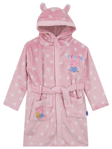 Peppa Pig Bademantel | Flauschiges Fleece Morgenmantel Mädchen | Mädchenbademantel Mit Kapuze Und 3D-Ohren | Rosa | 98 von Peppa Pig