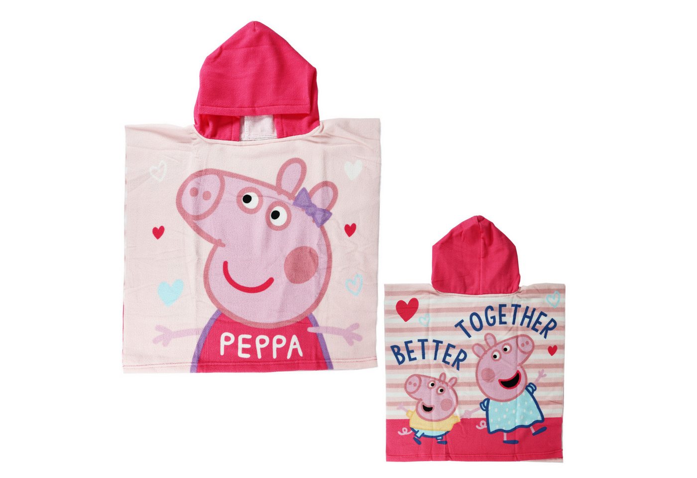 Peppa Pig Badeponcho Peppa Wutz Pig Kinder Mädchen Mikrofaser Poncho 55x55 cm, Polyester, Kapuze von Peppa Pig